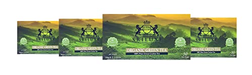 100% reiner Bio-Lockertee | Grüntee-Blätter | Natürlicher Tee reich an Antioxidan | (Bio-Grüntee-Beutel, Multipack mit 4 x 50 Teebeuteln) von SRILUXE