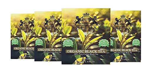 100 % reiner Bio-Lockertee | Grüntee-Blätter | Natürlicher Tee reich an Antioxidan | (Bio-Schwarztee, Mehrfachpackung mit 4 x 250 g) von SRILUXE