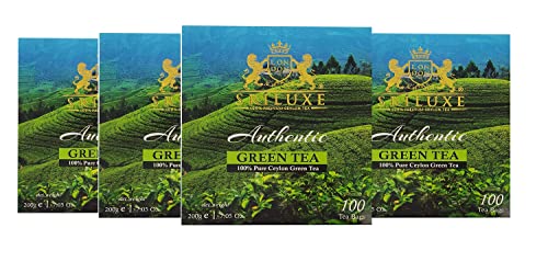 SRILUXE - Grüner Teebeutel aus Sri Lanka | 100% natürlicher Grüntee | Detox-Tee | Antioxidantien reich – Brauen Sie heiß oder geeist 100 Teebeutel (grüne Teebeutel, Multipack mit 4 x 100 Teebeutel) von SRILUXE