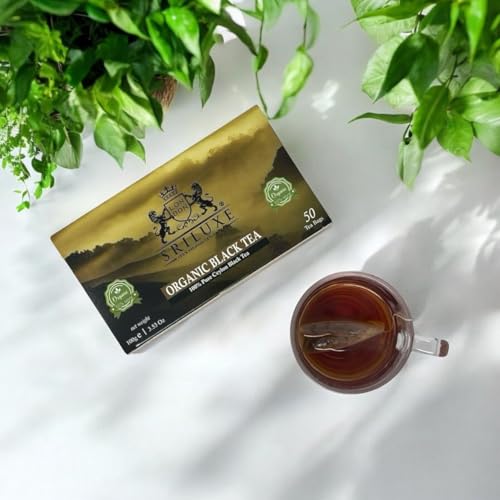 SRILUXE®️ Premium Quality Ceylon Organic Black Tea Bags | Sri Lankan Luxury Tea | Exquisite Taste & Aroma | Freshly Harvested 100% Natural Tea | Detox Tea High in Antioxidants (50 Teabags) von SRILUXE