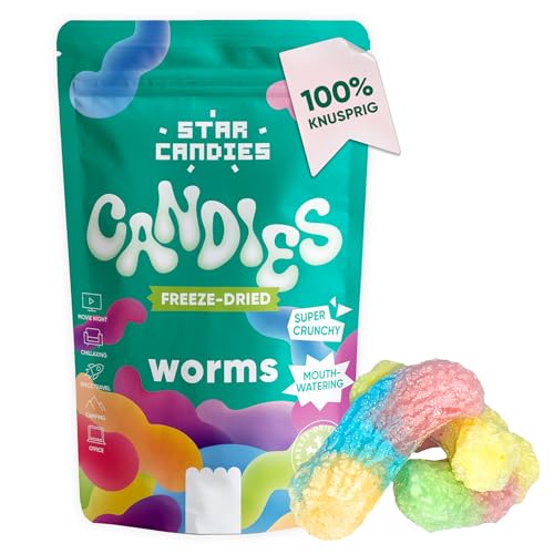 Star Candies Fruchtgummi Würmer | Gefriergetrocknete Amerikanische Süßigkeiten | Gefriergetrocknetes Dessert für Geburtstagsfeiern | Weltraum- und Astronauten-Snack | Freeze Dried Candy (20 g) von STAR CANDIES