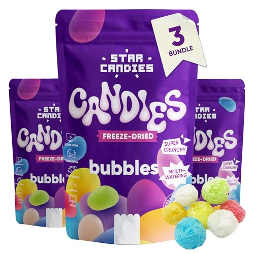 Star Candies Gefriergetrocknete Blasenbonbons | Gefriergetrocknete Amerikanische Süßigkeiten | Gefriergetrocknetes Dessert Geburtstagsfeiern | Astronauten-Snack | Freeze Dried Candy (3 pack) von STAR CANDIES