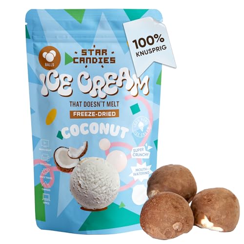 Star Candies Gefriergetrocknete Kokoseiskugeln | Gefriergetrocknete Süßigkeiten | Freeze Dried Candy | Weltraum- und Astronauten-Snack | Camping, Party Essen | Geburtstags- oder Party (50 g) von STAR CANDIES