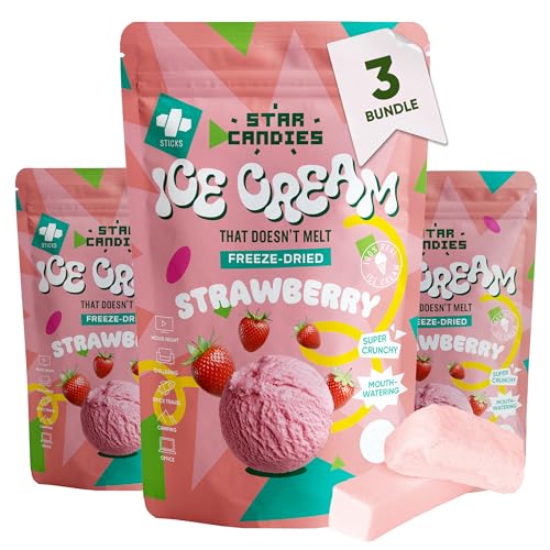 Star Candies Gefriergetrocknetes Erdbeereis | Gefriergetrocknete Süßigkeiten | Freeze Dried Candy | Weltraum- und Astronauten-Snack | Geburtstags- oder Party 3er-Pack Star Candies Gefriergetrocknetes Erdbeereis | Gefriergetrocknete Süßigkeiten | Freeze Dried Candy | Weltraum- und Astronauten-Snack | Geburtstags- oder Party 3er-Pack von STAR CANDIES