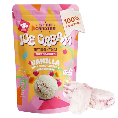 Star Candies Gefriergetrocknetes Hartkäse-Eis mit Preiselbeeren | Gefriergetrocknete Süßigkeiten | Freeze Dried Candy | Weltraum- und Astronauten-Snack | Geburtstags- oder Party (50 g) von STAR CANDIES