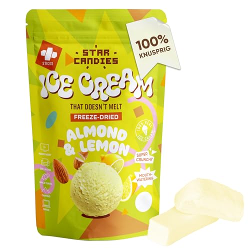 Star Candies Gefriergetrocknetes Mandel-Zitronen-Eis | Gefriergetrocknete Süßigkeiten | Freeze Dried Candy | Weltraum- und Astronauten-Snack | Geburtstags- oder Party (50 g) von STAR CANDIES