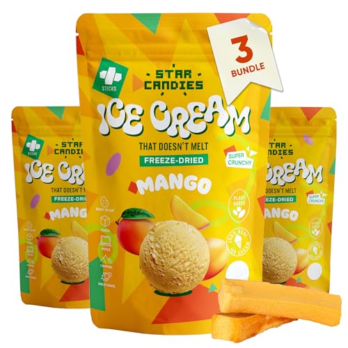 Star Candies Gefriergetrocknetes Mango-Eis | Gefriergetrocknete Süßigkeiten | Freeze Dried Candy | Weltraum- und Astronauten-Snack | Geburtstags- oder Party (3er Pack) von STAR CANDIES