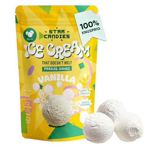 Star Candies Gefriergetrocknetes Vanilleeiskugeln | Gefriergetrocknete Süßigkeiten | Freeze Dried Candy | Weltraum- und Astronauten-Snack | Camping, Party Essen | Geburtstags- oder Party (50 g) von STAR CANDIES
