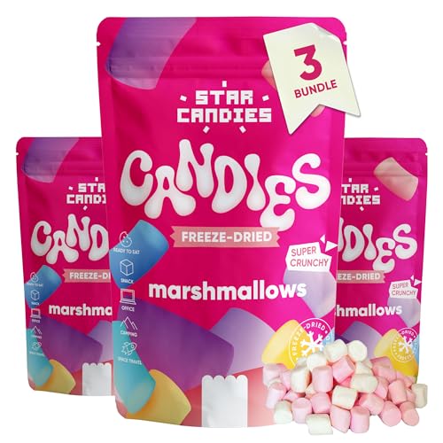 Star Candies Marshmallows | Gefriergetrocknete Amerikanische Süßigkeiten | Gefriergetrocknetes Dessert für Geburtstagsfeiern | Weltraum- und Astronauten-Snack | Freeze Dried Candy (3er Pack) von STAR CANDIES