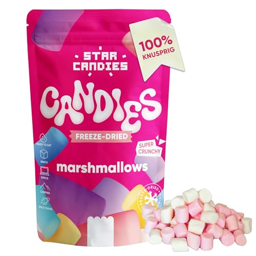 Star Candies Marshmallows | Gefriergetrocknete Amerikanische Süßigkeiten | Gefriergetrocknetes Dessert für Geburtstagsfeiern | Weltraum- und Astronauten-Snack | Freeze Dried Candy (50 g) von STAR CANDIES