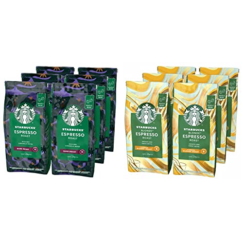 STARBUCKS Blonde Espresso Roast Ganze Kaffeebohnen, Milde Röstung (6 x 200g) & Espresso Roast Ganze Kaffeebohnen, Dunkle Röstung (6 x 200g) von STARBUCKS