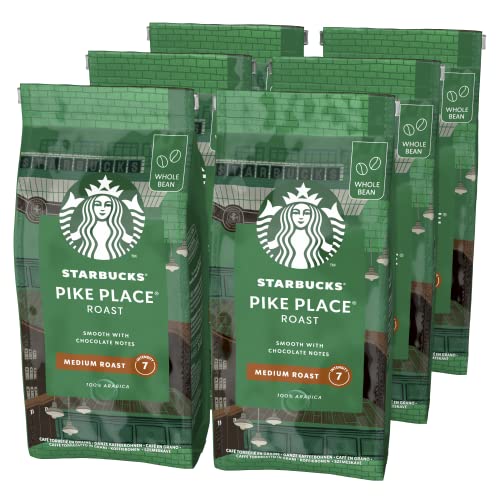 STARBUCKS Pike Place Roast, Mittlere Röstung, Ganze Kaffeebohnen, 200 g (6er Pack) von STARBUCKS