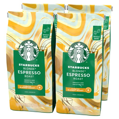 STARBUCKS Blonde Espresso Roast, Helle Röstung, Ganze Kaffeebohnen 450g (4er Pack) von STARBUCKS