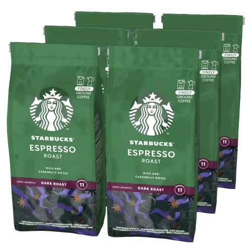 STARBUCKS Espresso Roast Filterkaffee, Röstkaffee gemahlen, Dunkle Röstung (6 x 200g) von STARBUCKS