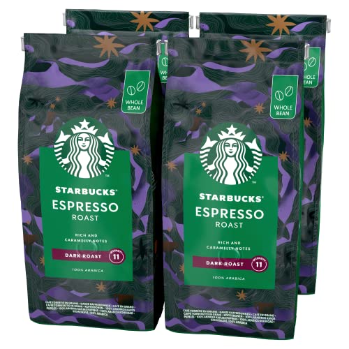STARBUCKS Espresso Roast, Dunkle Röstung, Ganze Kaffeebohnen, 450 g (4er Pack) von STARBUCKS