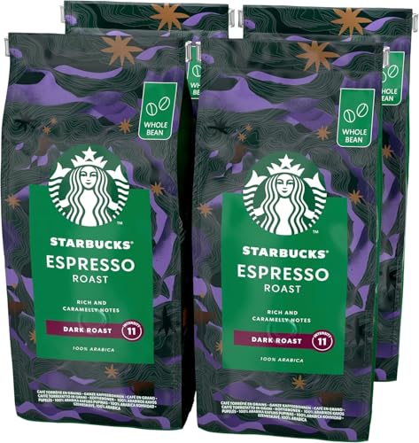 STARBUCKS Espresso Roast, Dunkle Röstung, Ganze Kaffeebohnen, 450 g (4er Pack) von STARBUCKS