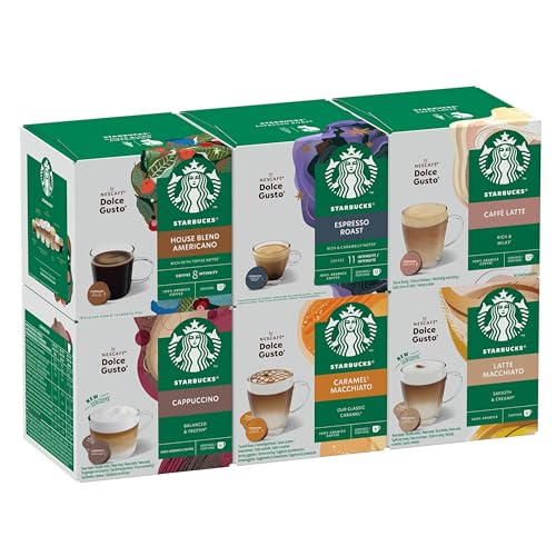 STARBUCKS Probierset, Mixed Cup Variety Pack By Nescafé Dolce Gusto Kaffeekapseln 6 X 12 (72 Kapseln) - Exklusiv Bei Amazon von Starbucks