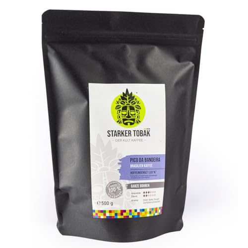 PICO DA BANDEIRA Brasilien Kaffee 500 g, ganze Bohne, 100% Arabica, Brasilien, handgeröstet, Koffeingehalt: 1,01%, säurearm, Intensität 3/6 PICO DA BANDEIRA Brasilien Kaffee 500 g, ganze Bohne, 100% Arabica, Brasilien, handgeröstet, Koffeingehalt: 1,01%, säurearm, Intensität 3/6 von STARKER TOBAK DER KULT KAFFEE