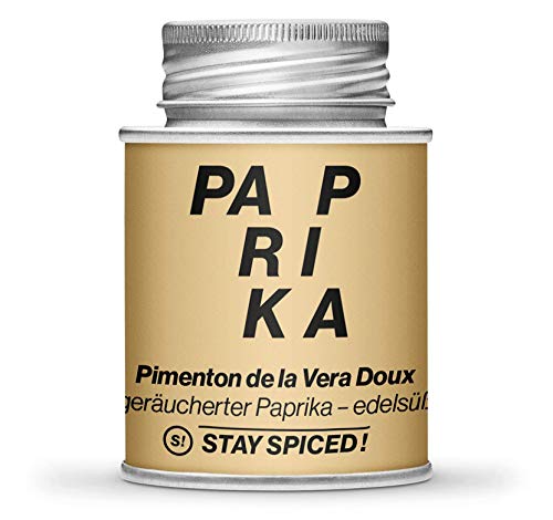 Geräuchte Paprika von STAY SPICED ! Paprika Gewürz Edelsüß und mild I Pimenton de la Vera Doux I Füllgewicht 80g | 170ml Schraubdose aus Weißblech zu 100% recyclebar von stay spiced!