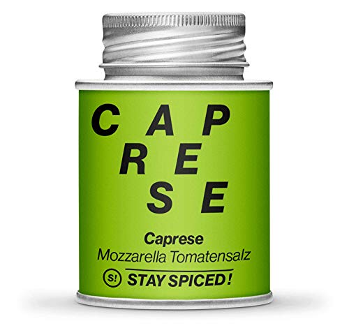 STAY SPICED ! Caprese - Mozzarella Tomaten-Gewürz-Salz | Füllgewicht 80g | 170ml Schraubdose aus Weißblech zu 100% recyclebar von stay spiced!