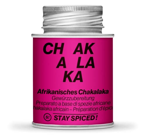 Chakalaka Gewürz von STAY SPICED ! Nach originalem afrikanischen Rezept I Exotische Gewürzmischung Ohne Zusatzstoffe | Füllgewicht 80g | 170ml Schraubdose aus Weißblech zu 100% recyclebar… von stay spiced!