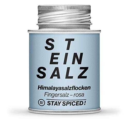 STAY SPICED ! Hochwertige Himalaysalzflocken |Mit edlen rosa Kristallsalz-Flocken aus dem indischen Punjab-Gebirge | Füllgewicht 60g | 170ml Schraubdose aus Weißblech zu 100% recyclebar von stay spiced!