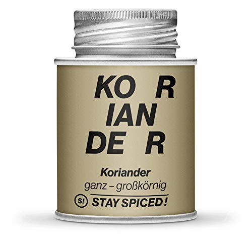 Koriander Ganz von STAY SPICED ! Großkörniges Koriander Gewürz mit hohem Magnesium Gehalt I Füllgewicht 30g | 170ml Schraubdose aus Weißblech zu 100% recyclebar von stay spiced!