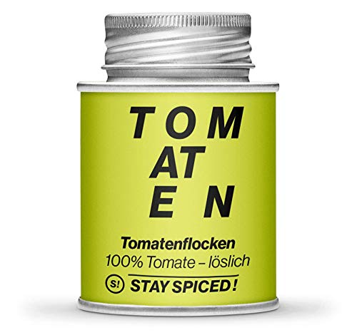 Premium Tomatenflocken aus sonnengereiften Tomaten von STAY SPICED I Ersatz von Tomatenmark I 1 kg Tomatenflocken entspricht 13,9 kg frischen Tomaten von stay spiced!