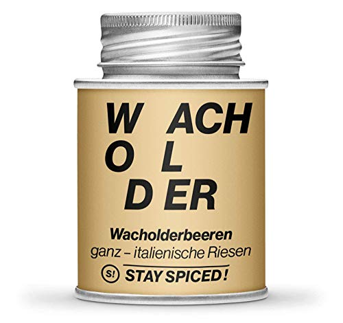 Edle Wacholderbeeren von STAY SPICED ! Italienische Riesen für Marinaden, Saucen uvm. I Füllgewicht 50g | 170ml Schraubdose aus Weißblech zu 100% recyclebar von stay spiced!