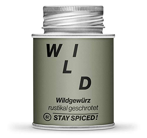 Wildgewürz von STAY SPICED ! I Rustikal Fruchtig und Wuchtig I Geschrottete Gewürzmischung & Kräutermischung für Wild | Füllgewicht 70g | 170ml Schraubdose aus Weißblech zu 100% recyclebar von stay spiced!