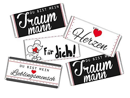 5 mal Mini Schokolade Traummann Liebe STEINBECK Schokotäfelchen 5er Set Geschenk süß Mitgebsel Mann Lieblingsmensch Valentinstag Jahrestag Geburtstag bester Mann von STEINBECK