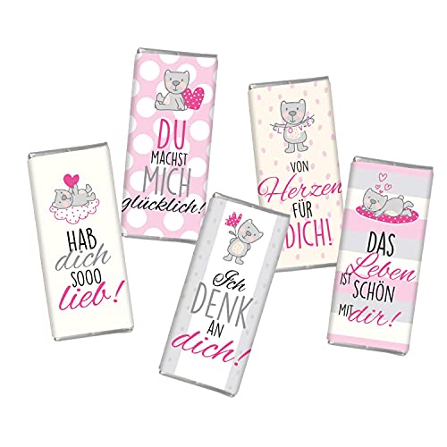 Steinbeck 5 mal Mini Schokolade 18g Valentinstag LIEBE Geschenk süß Herzen Bär Liebe Frauen Männer Schatz von STEINBECK
