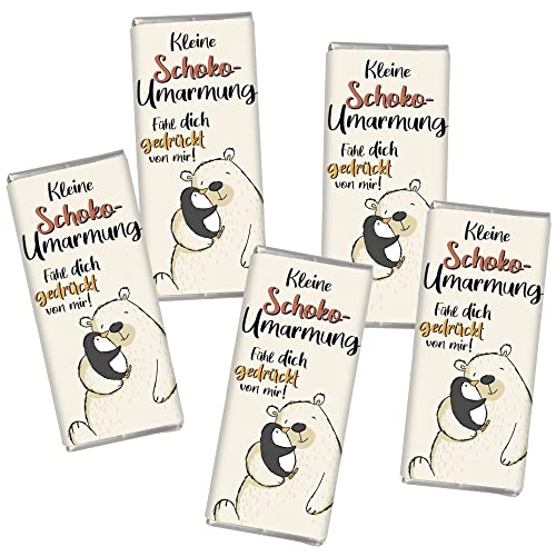 STEINBECK 5 mal Mini Schokolade Schoko-Umarmung Valentinstag LIEBE Vollmilch Schokolade 5er Set Geschenk süß Freund Freundin von STEINBECK