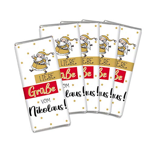 STEINBECK 5er Set Mini Schokolade Nikolaus Geschenk Adventskalender Wichtel 18g Vollmilch Weihnachten Tischdekoration Nikolausfeier von STEINBECK