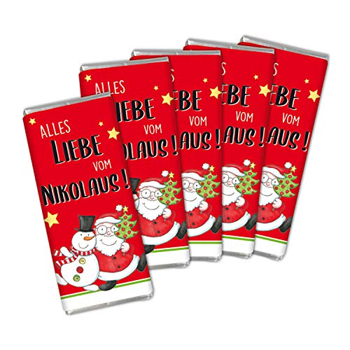 STEINBECK 5er Set Mini Schokolade Nikolaus Geschenk Adventskalender Wichteln 18g Vollmilch Weihnachten Tischdekoration Tafel Schneemann Weihnachtsmann von STEINBECK