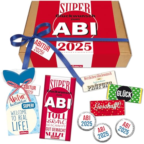 STEINBECK Abitur 2025 Geschenkbox bestandenes Abi Schokolade Fruchtgummi Minischokolade Abigeschenk Abiturient Herzlichen Glückwunsch Abiprüfung Geschenkset von STEINBECK
