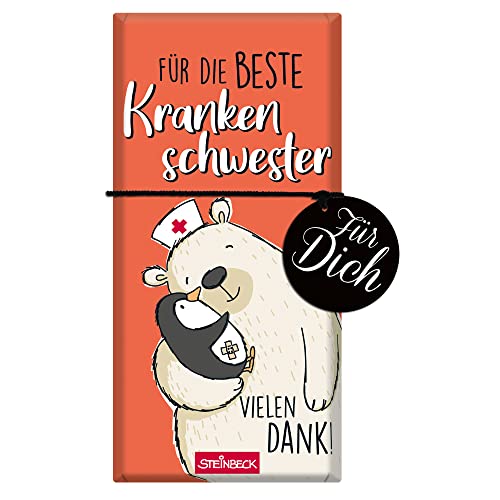 STEINBECK - Beste Krankenschwester - Geschenk-Schokolade 100g Tafel Krankenhaus Schwester Danke Pflege Abschied Dankeschön von STEINBECK