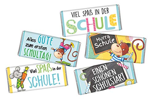 STEINBECK Einschulung 5 mal 18g Mini Vollmilch Schokolade Tafel Schultüte Zuckertüte Befüllung ABC Schulanfang Schulstart von STEINBECK