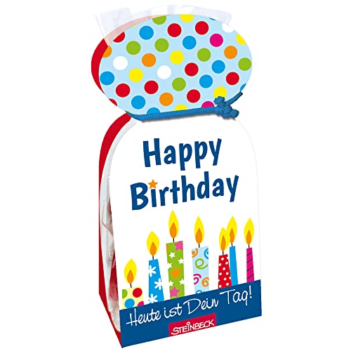 STEINBECK Geburtstag Geschenk - 40g Rocks-Bonbons - Happy Birthday - Kerzen - Geburtstagsgrüße von STEINBECK