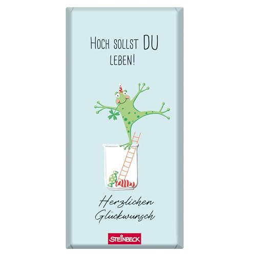 STEINBECK Geburtstag Geschenk-Schokolade Hoch sollst du leben! 100g Tafel Happy Birthday Herzlichen Glückwunsch Frosch von STEINBECK