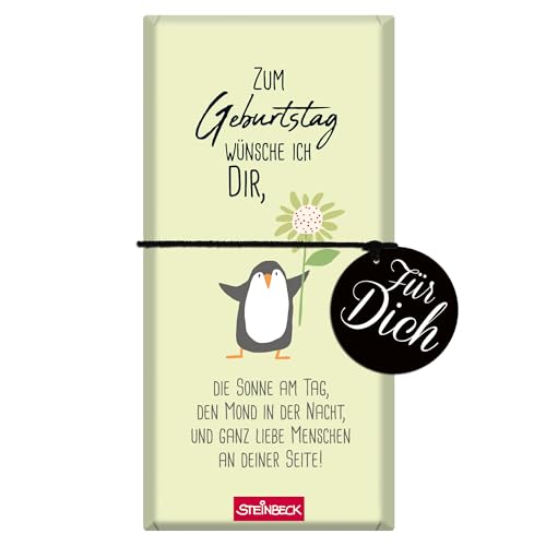 STEINBECK Geburtstag Geschenk-Schokolade Zum Geburtstag 100g Tafel Happy Birthday Herzlichen Glückwunsch Pinguin mit Text von STEINBECK