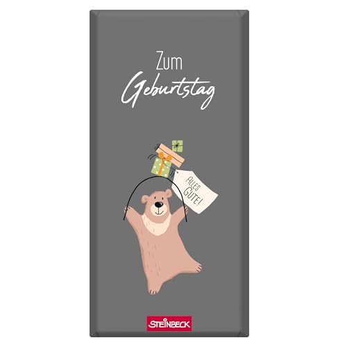 STEINBECK Geburtstag Geschenk-Schokolade Zum Geburtstag alles Gute 100g Tafel Happy Birthday Bär von STEINBECK