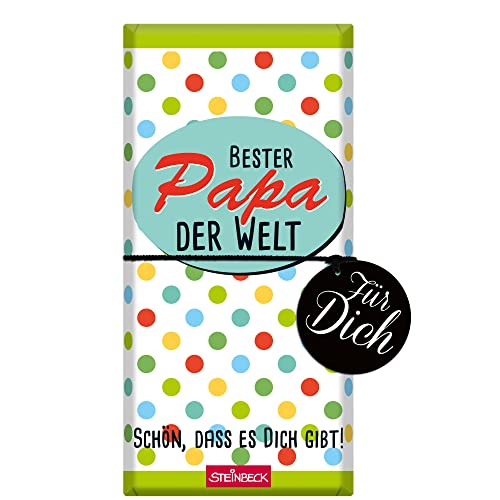 STEINBECK Papa Geschenk-Schokolade 100g Tafel - Bester Papa der Welt - Geburtstag Vatertag Papi Vati von STEINBECK