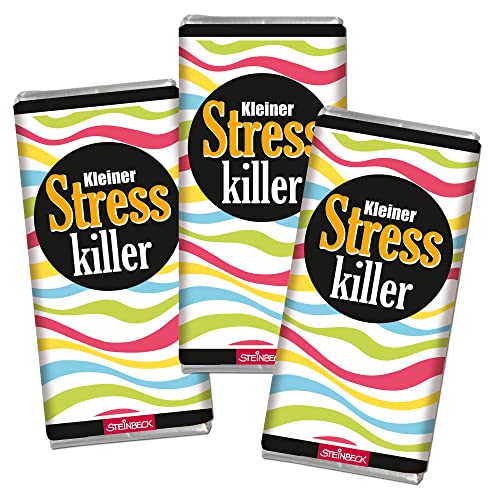 STEINBECK Geschenk-Schokolade - Kleiner Stresskiller - 3x30g Tafel Prüfung Abitur Abi Abschluss Examen Frustabbau Nevennahrung von STEINBECK