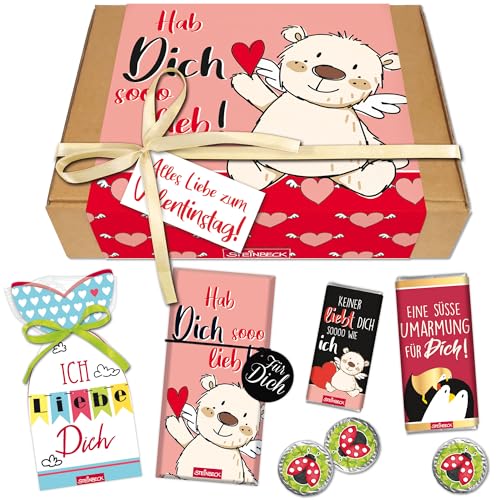 STEINBECK Geschenkbox Valentinstag - Hab Dich lieb - Schokolade Fruchtgummi Taler Minischokolade Freund Freundin Schatz Lieblingsmensch STEINBECK Geschenkbox Valentinstag - Hab Dich lieb - Schokolade Fruchtgummi Taler Minischokolade Freund Freundin Schatz Lieblingsmensch von STEINBECK