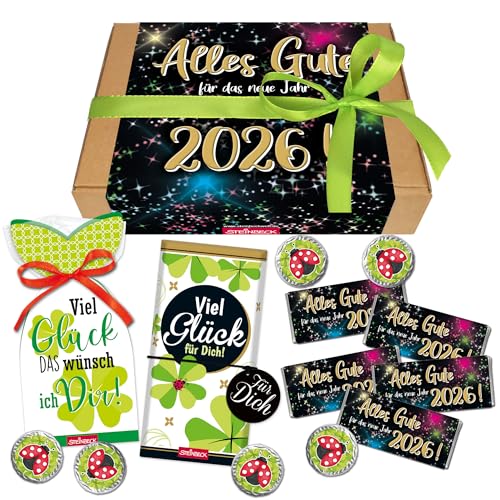 STEINBECK Glück Geschenkbox - Alles Gute für das neue Jahr 2026 - Schokolade Fruchtgummi Silvester Neujahr Jahreswechsel von STEINBECK