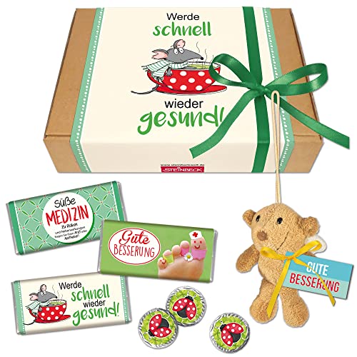 STEINBECK Geschenkbox Gute Besserung Geschenk werde schnell gesund Süße Medizin Mitbringsel Geschenkset Schokolade Schutzengel Plüsch süß Krankenbesuch Erkältung kleine Aufmunterung STEINBECK Geschenkbox Gute Besserung Geschenk werde schnell gesund Süße Medizin Mitbringsel Geschenkset Schokolade Schutzengel Plüsch süß Krankenbesuch Erkältung kleine Aufmunterung von STEINBECK
