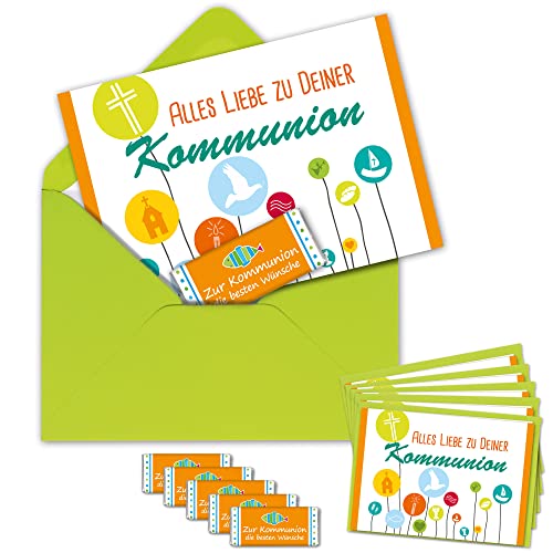 STEINBECK Kommunion 5er Set Glückwunsch-Karten mit Mini Schokoladen - Alles Liebe zu Deiner Kommunion - die besten Wünsche Tafel Geschenk Kommunionkinder Mitbringsel STEINBECK Kommunion 5er Set Glückwunsch-Karten mit Mini Schokoladen - Alles Liebe zu Deiner Kommunion - die besten Wünsche Tafel Geschenk Kommunionkinder Mitbringsel von STEINBECK