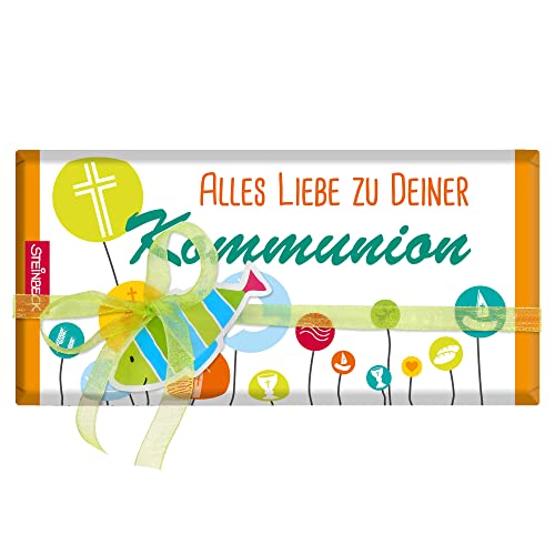 STEINBECK Kommunion Schokolade 100g Tafel Alles Liebe Geschenk Mädchen Junge katholisch Kirche heilige Erstkommunion von STEINBECK