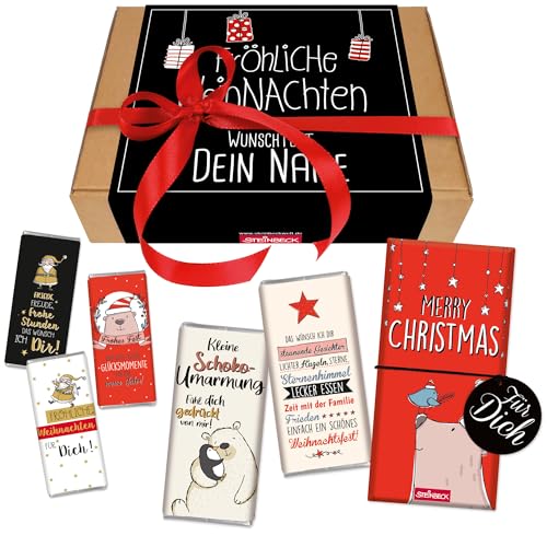 STEINBECK Personalisierbare Geschenkbox zu Weihnachten mit Vorname Schokolade mit Botschaft individualisierbar Wichtelgeschenk von STEINBECK